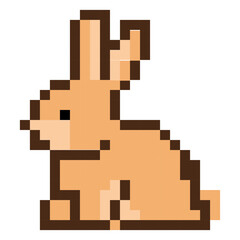 Brown pixel rabbit character