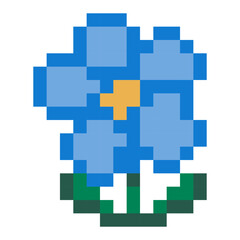 Blue pixel flower illustration