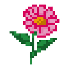 Pixel Art Pink Dahlia Flower