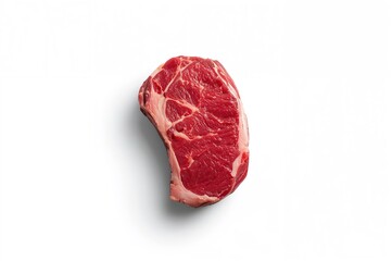 Fototapeta premium Raw rump or top sirloin cap beef steaks displayed on a butcher's table, isolated on a white background.