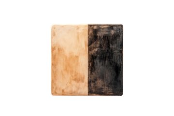 Stylish wooden serving board featuring a unique two-tone finish, ideal for culinary presentation and food photography.