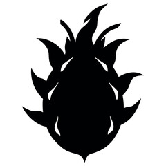 Dragon Fruit Silhouette Vector on White Background