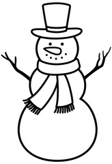 Winter Christmas classic snowman outline icon.
Traditional snowman character line vector design isolated.
Transparent background. SVG.