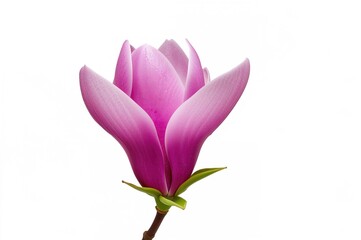 Isolated purple Magnolia felix blossom on a white backdrop with clipping path