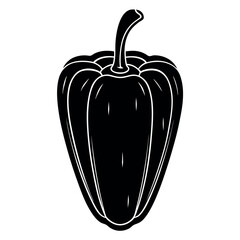 Pepper Silhouette Vector on White Background