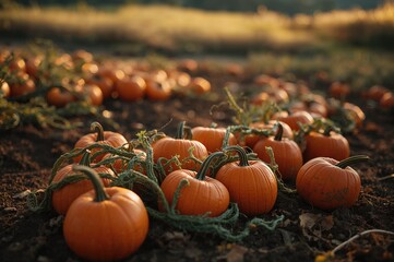 Patch of pumpkin vines