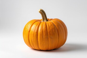 Obraz premium Single Pumpkin on a Plain White Backdrop