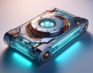 Futuristic Glowing Device with Intricate Mechanics.