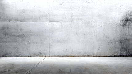 Fototapeta premium Gray concrete wall and floor lit from above with subtle textural variations and seams visible