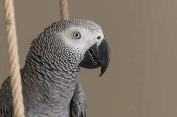 Obraz premium Side View of a Timneh Grey Parrot