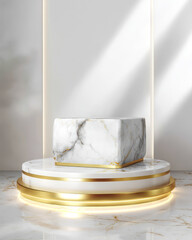 Marble And Gold Empty Podium 