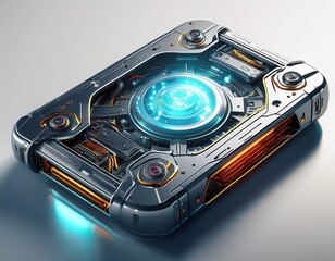 Futuristic SciFi Device with Glowing Blue Core.