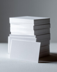 Stacked White Blank Business Cards Mockup