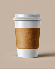 White Coffee Cup With Label Mockup