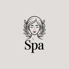 Spa logo simple Woman face logo icon vector