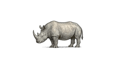 Fototapeta premium Detailed sketch of a rhino: wildlife art in intricate line drawing style