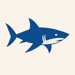 Blue shark silhouette minimal logo design