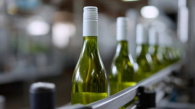 Rows of verdant-hued wine bottles gleam under industrial luminescence, echoing Bacchanalia's timeless revelry and National Wine Day joy