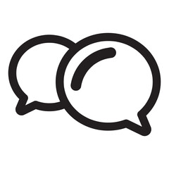 message bubble button icon with outline style and black color