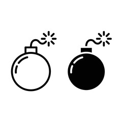 Minimalist icon design two bombs outlined and solid simple graphic element