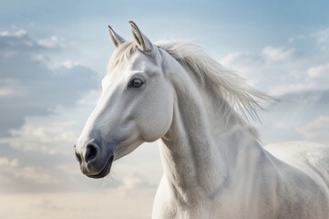 Obraz premium Double exposure effect on a white horse portrait