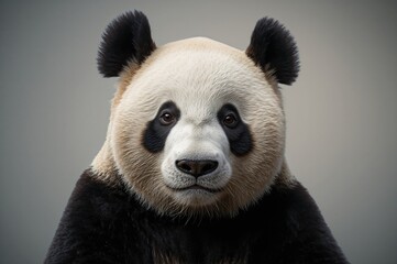Obraz premium Close-up image of a large panda against a plain backdrop