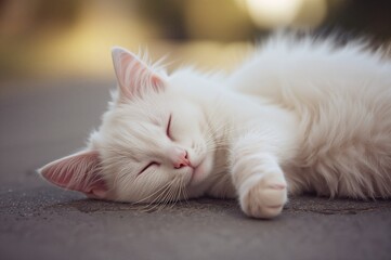 Obraz premium Sleeping feline resting on the pavement