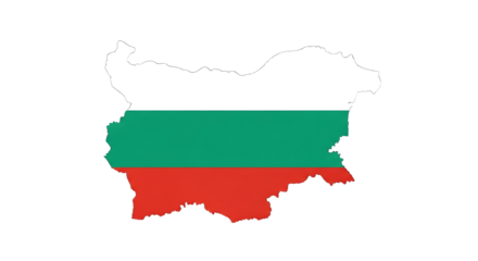 Bulgaria map outline with flag isolated on transparent background a vector illustration of the national flag filling the outline of the countrys borders perfect for geography and travel themes