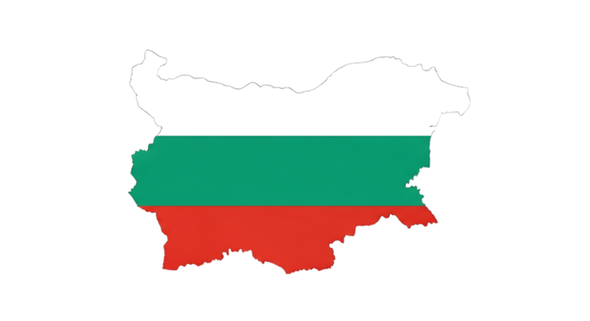 Bulgaria map outline with flag isolated on transparent background a vector illustration of the national flag filling the outline of the countrys borders perfect for geography and travel themes