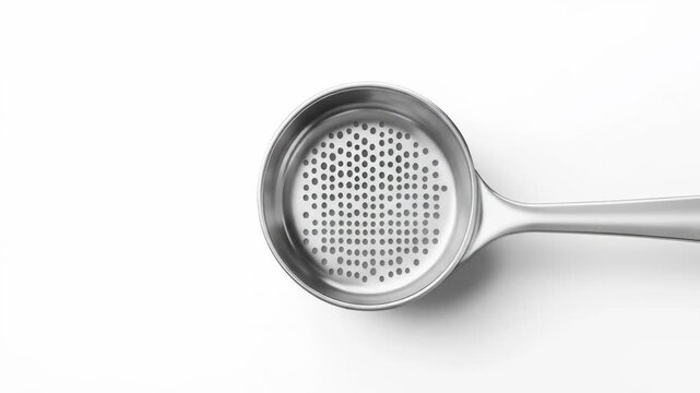 Metal strainer or sieve isolated against a white background