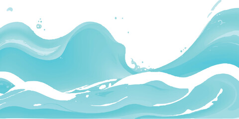 Abstract minimalist watercolor sea ocean waves in shades of blue illustration
