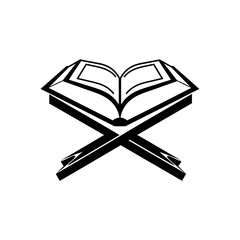 Open Holy Book on Rehal Stand | Quran Reading Symbol | Islamic Religious Vector Icon
