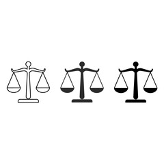 Minimalist scales of justice icons simple line art silhouette legal symbolism artwork