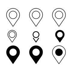 Minimalist location pin icons set simple geometric map marker symbols collection