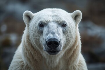 Fototapeta premium Close-up of a white bear's face in its natural habitat