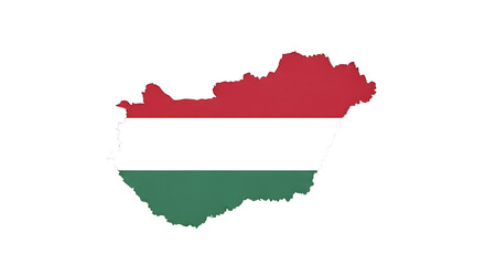 Map of hungary filled with flag isolated on transparent background the map is a creative representation of the countrys geographical borders, with the national flag colors adding a patriotic touch