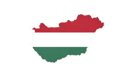 Map of hungary filled with flag isolated on transparent background the map is a creative representation of the countrys geographical borders, with the national flag colors adding a patriotic touch