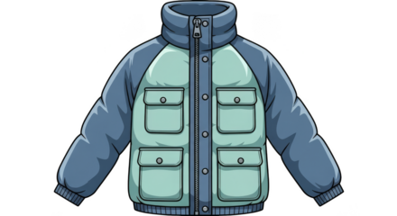 Quilted lightgreen jacket with zipper and four pockets