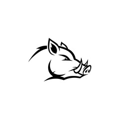Wild Boar Head Minimalist Logo Design 