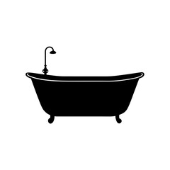 Silhouette of a clawfoot bathtub on transparent background