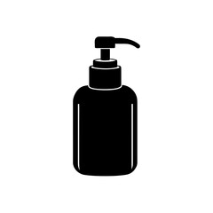 Black dispenser bottle silhouette on transparent background