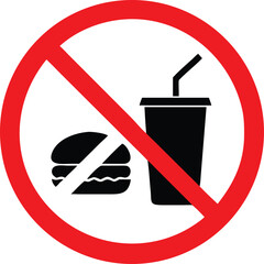 No food or drinks allowed sign graphic icon for restricted areas and public spaces