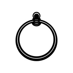 Hanging circular towel ring design on transparent background silhouette