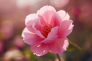 Obraz premium Close-up of a Vibrant Pink Blossom in a Lush Garden