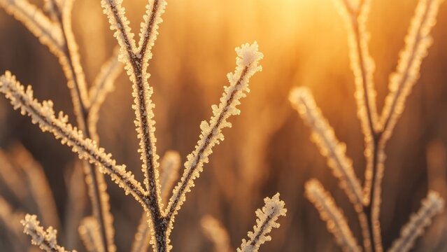 Frosty branches glowing sunrise wallpaper for desktop