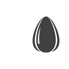 A single dark oval shaped seed with subtle lines isolated on white background