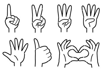 いろいろな手のイラストセット（線画）
