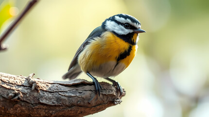 Obraz premium Close-up of a little tit sitting on a tree.