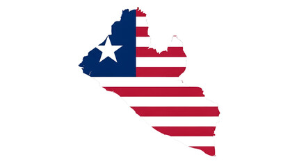 Map of liberia isolated on transparent background showing the flag of liberia, a symbol of national identity, representing the countrys geography, culture, and heritage, and its place in the world