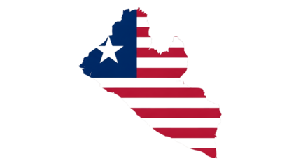 Map of liberia isolated on transparent background showing the flag of liberia, a symbol of national identity, representing the countrys geography, culture, and heritage, and its place in the world